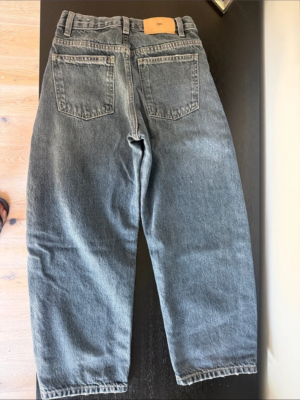 Zara Kids Washed Blue Barrel Jeans